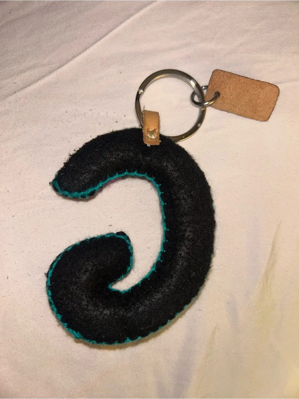 Consuela Embroidered Floral “G”Bag Charm/Keychain, Black